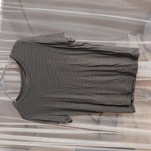 Green and white striped ribbed tee